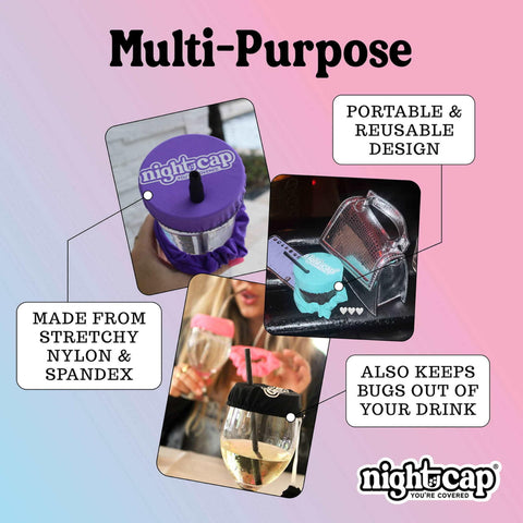 Nightcap reusable drink cover scrunchie maroon supports sustainable, stylish safety at venues