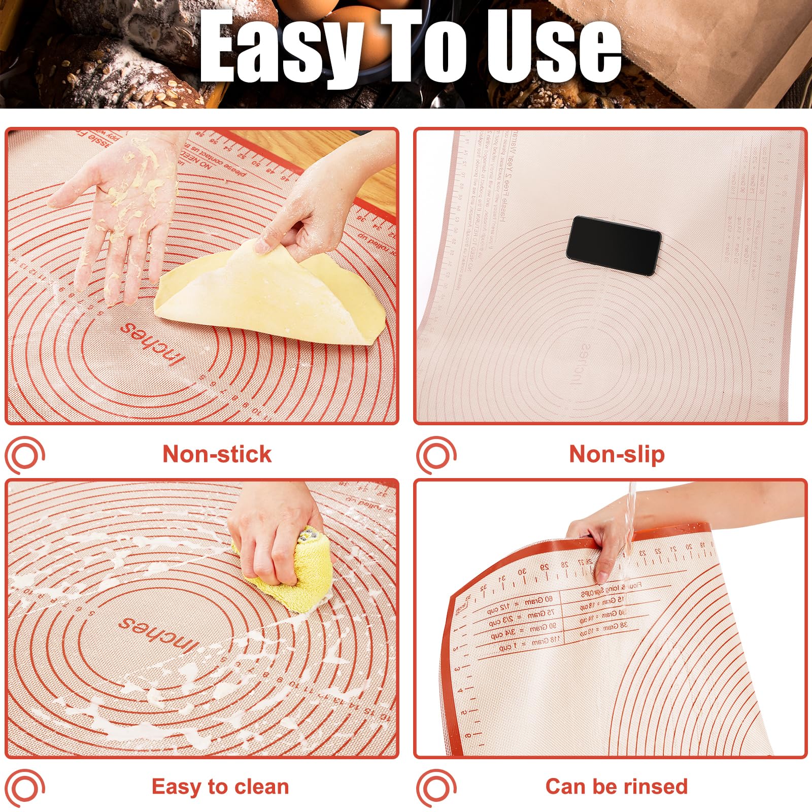 Nightly Good Dream 36x24 inch mat protects counter while rolling pasta or dough