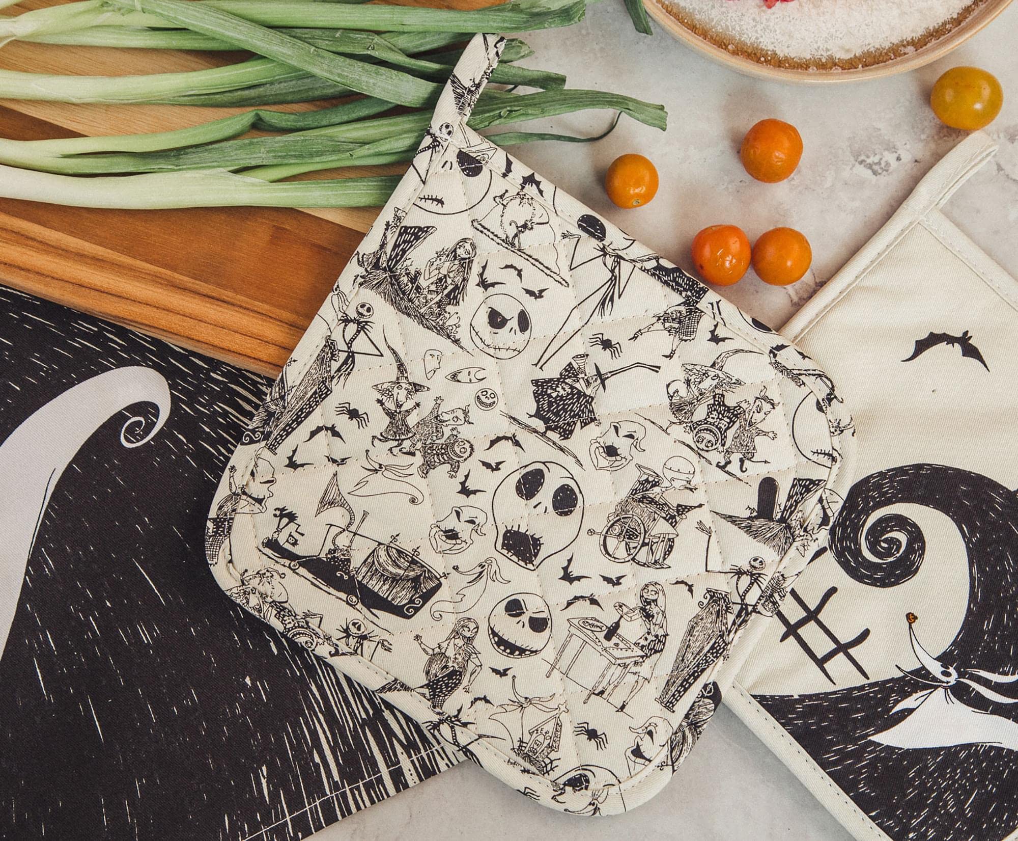 Nightmare Before Christmas pot holder multi-character collage bright kitchen centerpiece