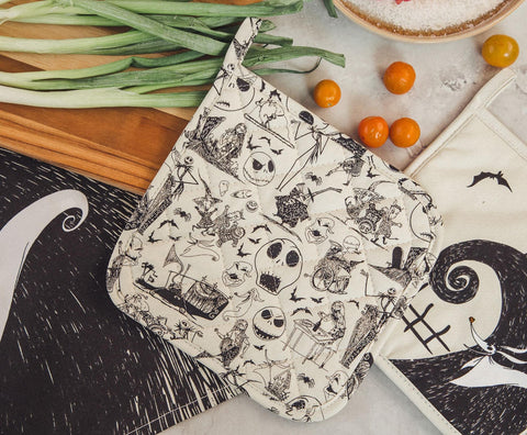 Nightmare Before Christmas pot holder multi-character collage bright kitchen centerpiece