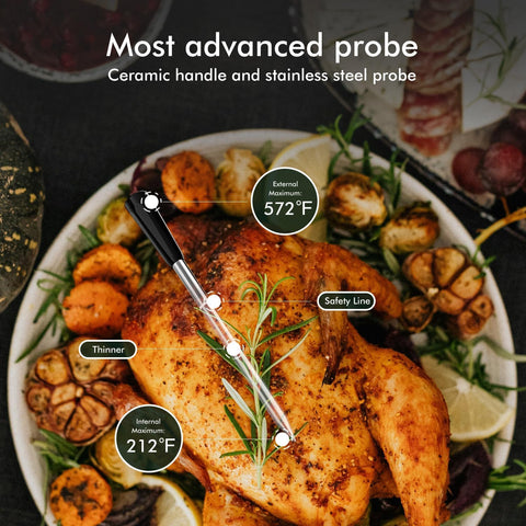 NIGOGOR ceramic probe handle stays cooler and preserves meat integrity.