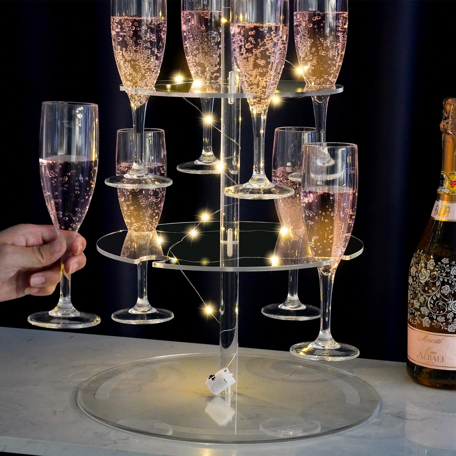NiHome 12-glass tower serves as a striking centerpiece for celebrations
