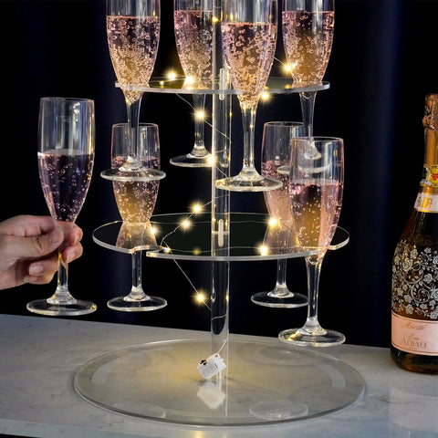 NiHome 12-glass tower serves as a striking centerpiece for celebrations