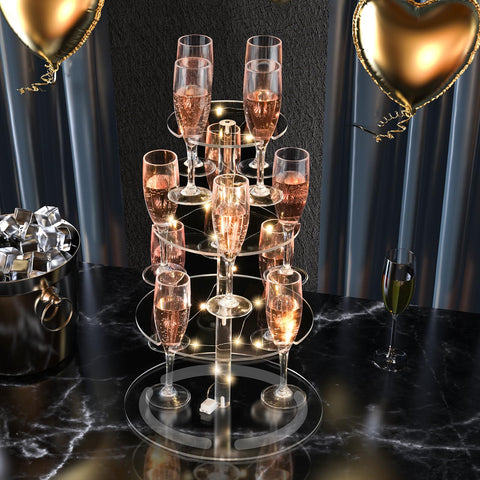 NiHome acrylic champagne rack highlights 12-glass capacity for bar setups