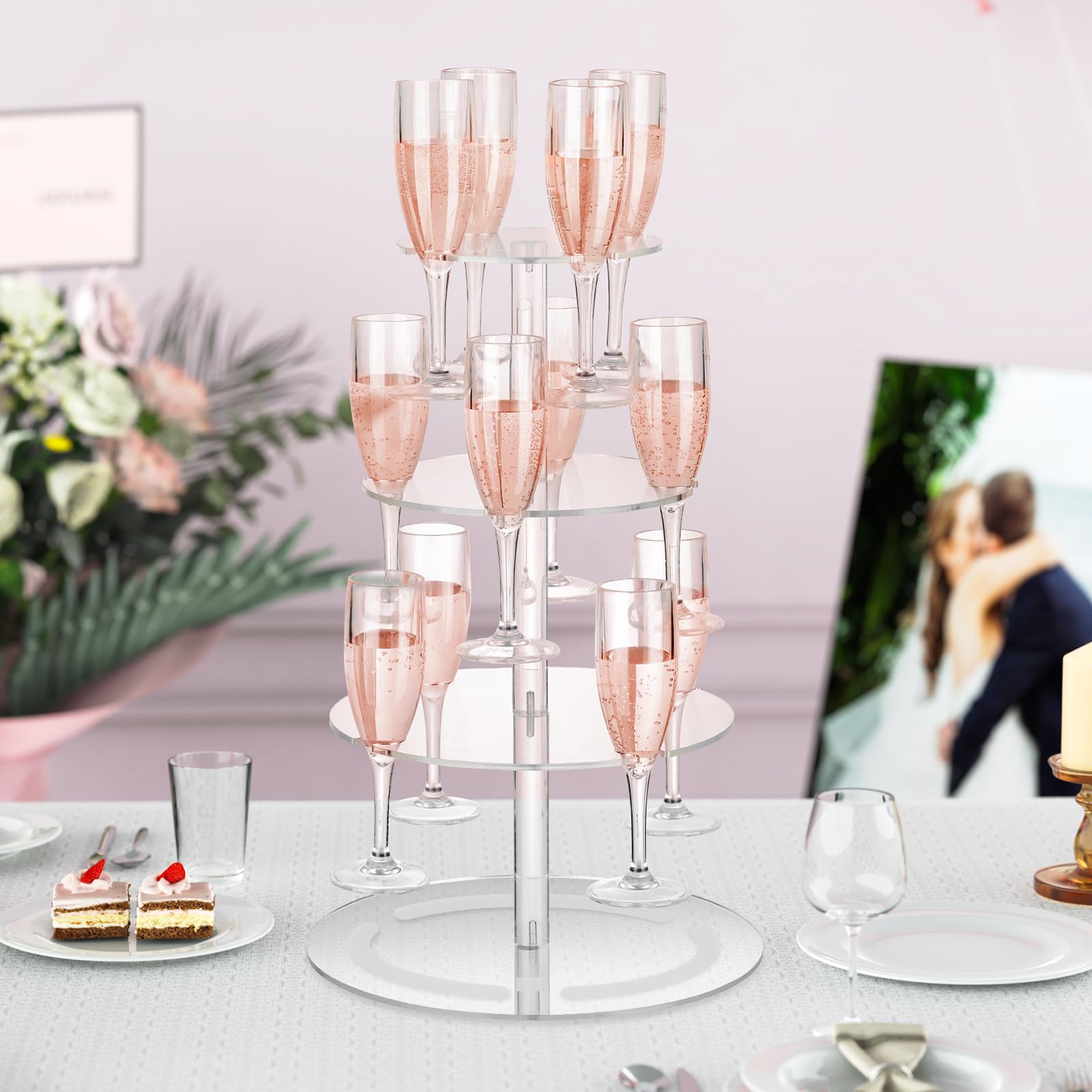NiHome 12-glass stand showcases cocktails and martinis in clear acrylic