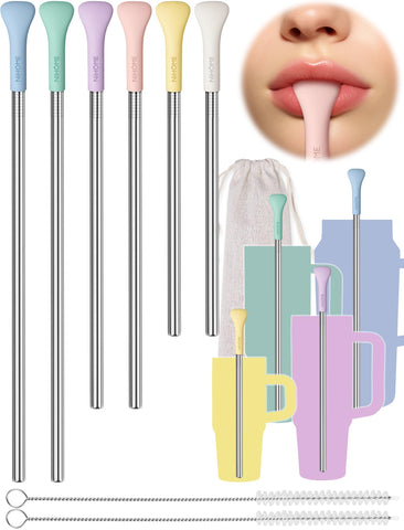 NiHome anti-wrinkle flat tip straw for comfortable sipping with macaron color
