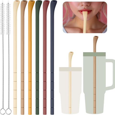 NiHome anti-wrinkle silicone straw for 40oz Stanley tumbler promotes smooth, lip-friendly sipping.