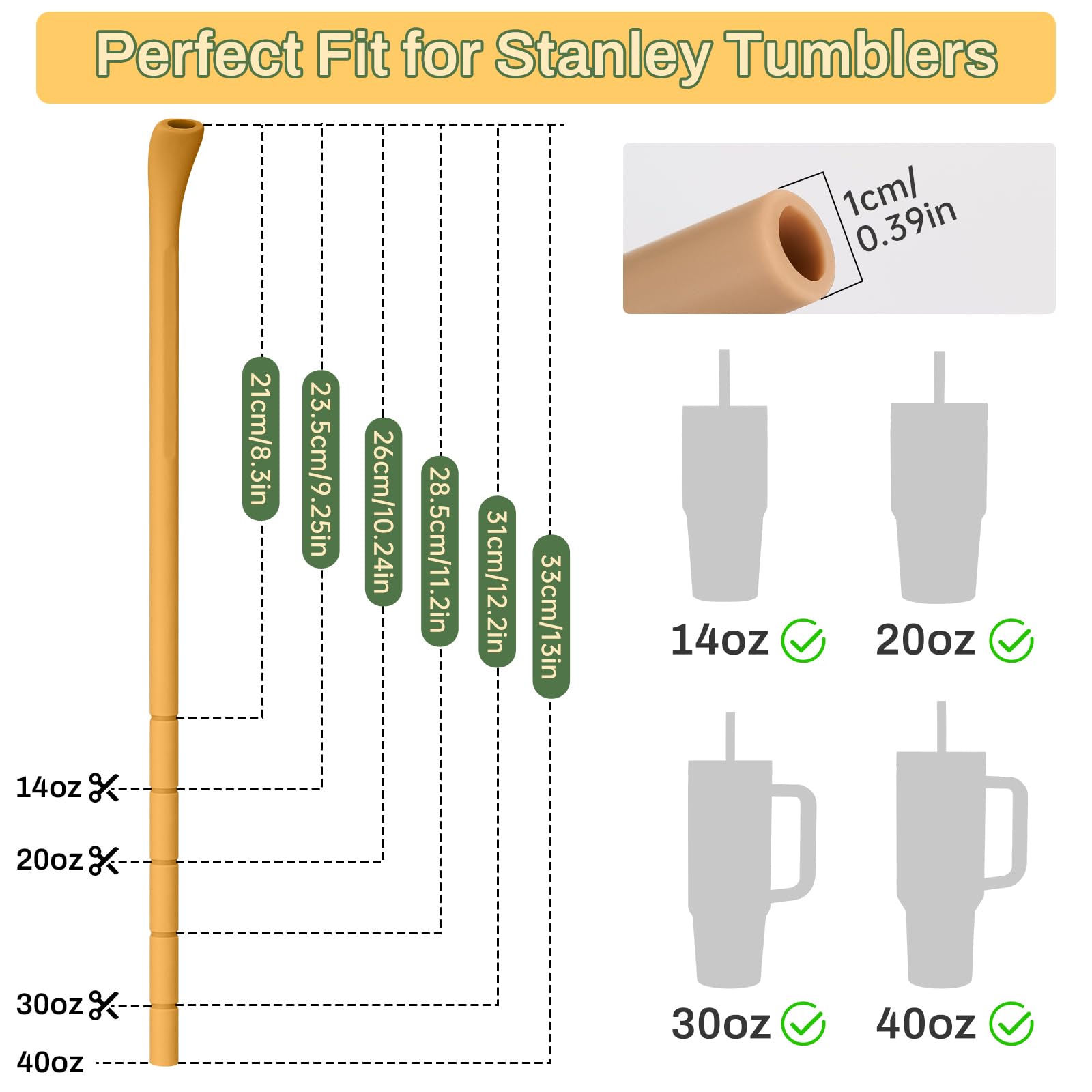 NiHome customizable-length straw with included brush for versatile cup fit.