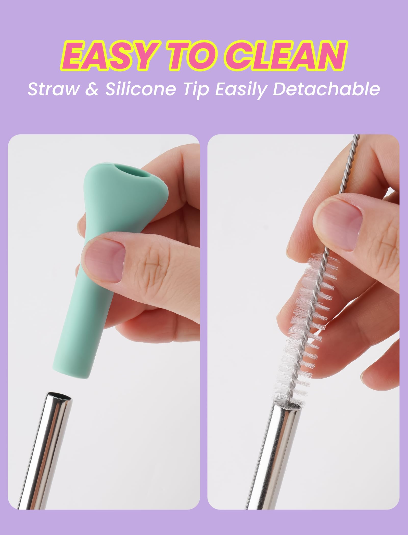 NiHome dishwasher-safe stainless steel straws for easy cleaning