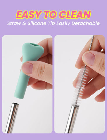 NiHome dishwasher-safe stainless steel straws for easy cleaning