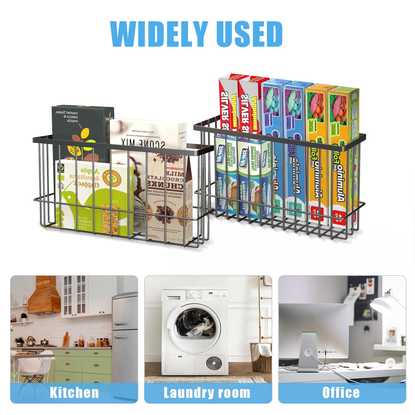 NiHome basket holds up to 14 pounds on a magnetic fridge surface.