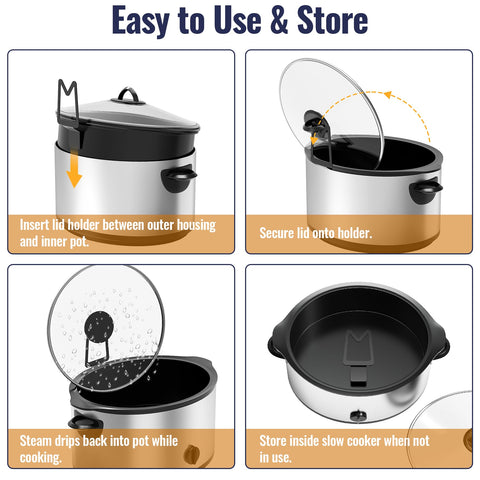 NiHome compact storage keeps the kitchen tidy by tucking inside the crockpot.