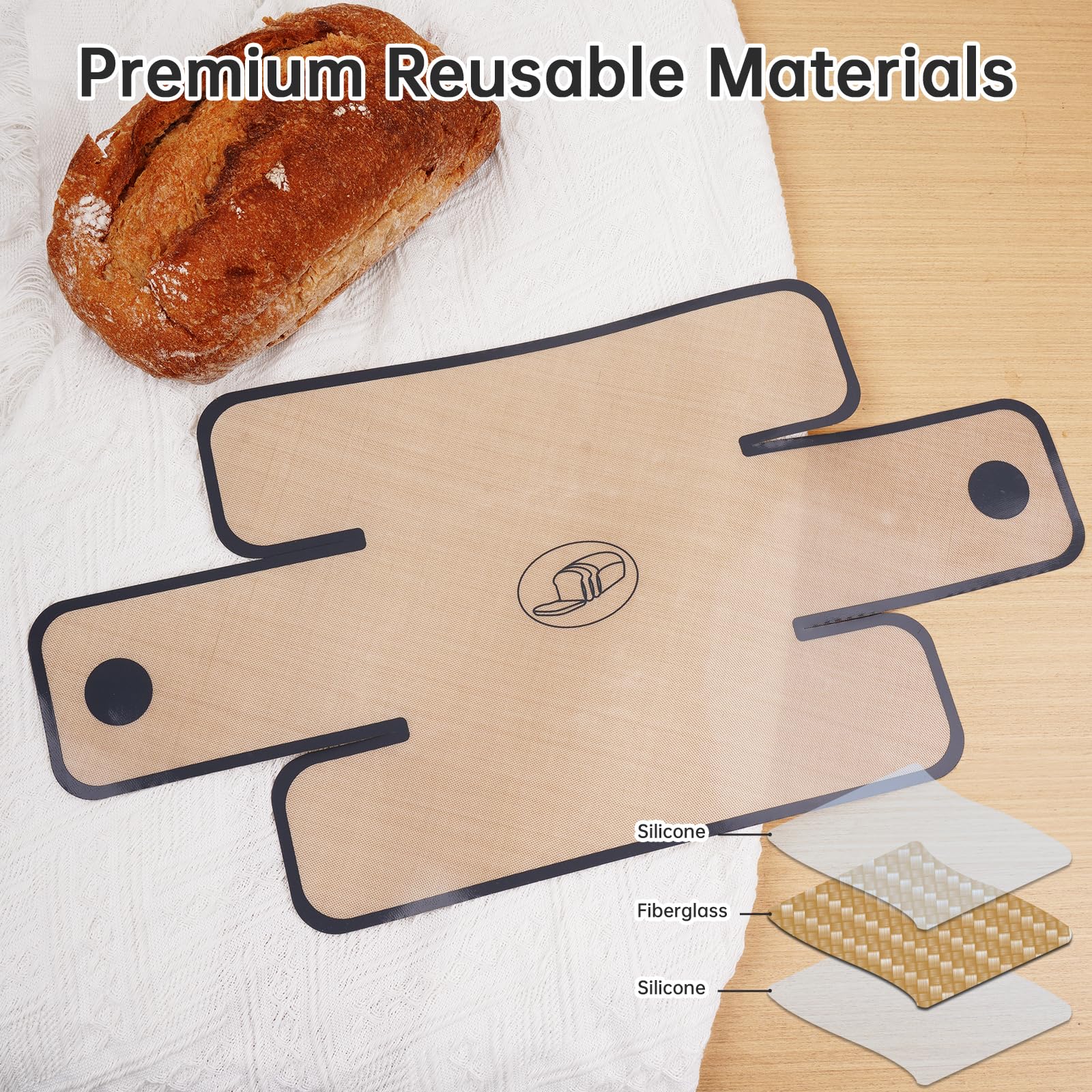 NiHome loaf pan liners fit nine-by-five inch pans for standard sizes.