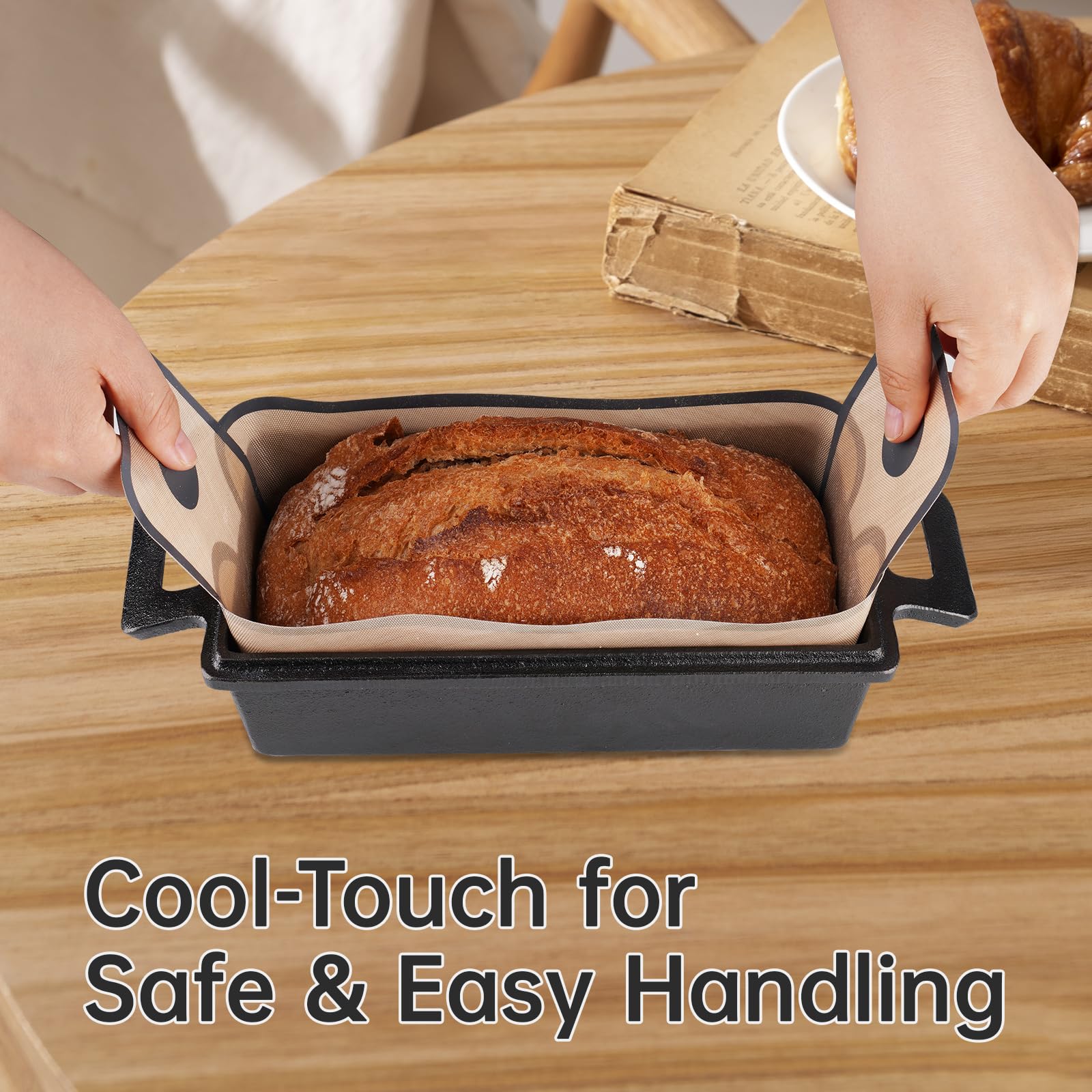 NiHome loaf pan liners fit ten-by-five inch pans for larger loaves.