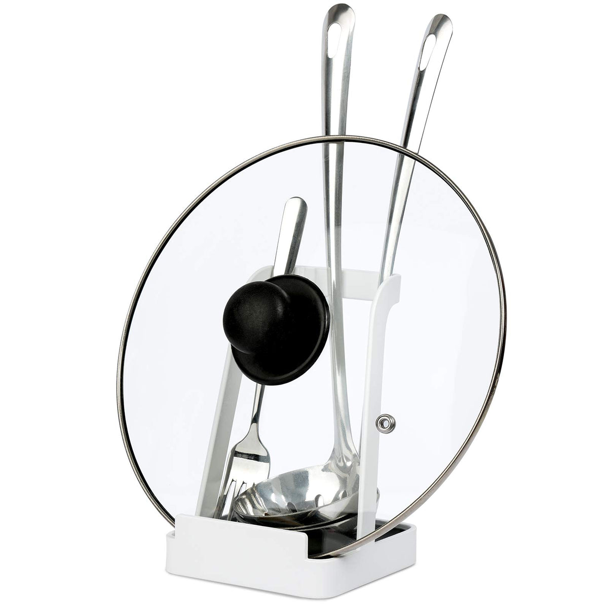 NiHome pot lid holder keeps lids organized and off the counter.