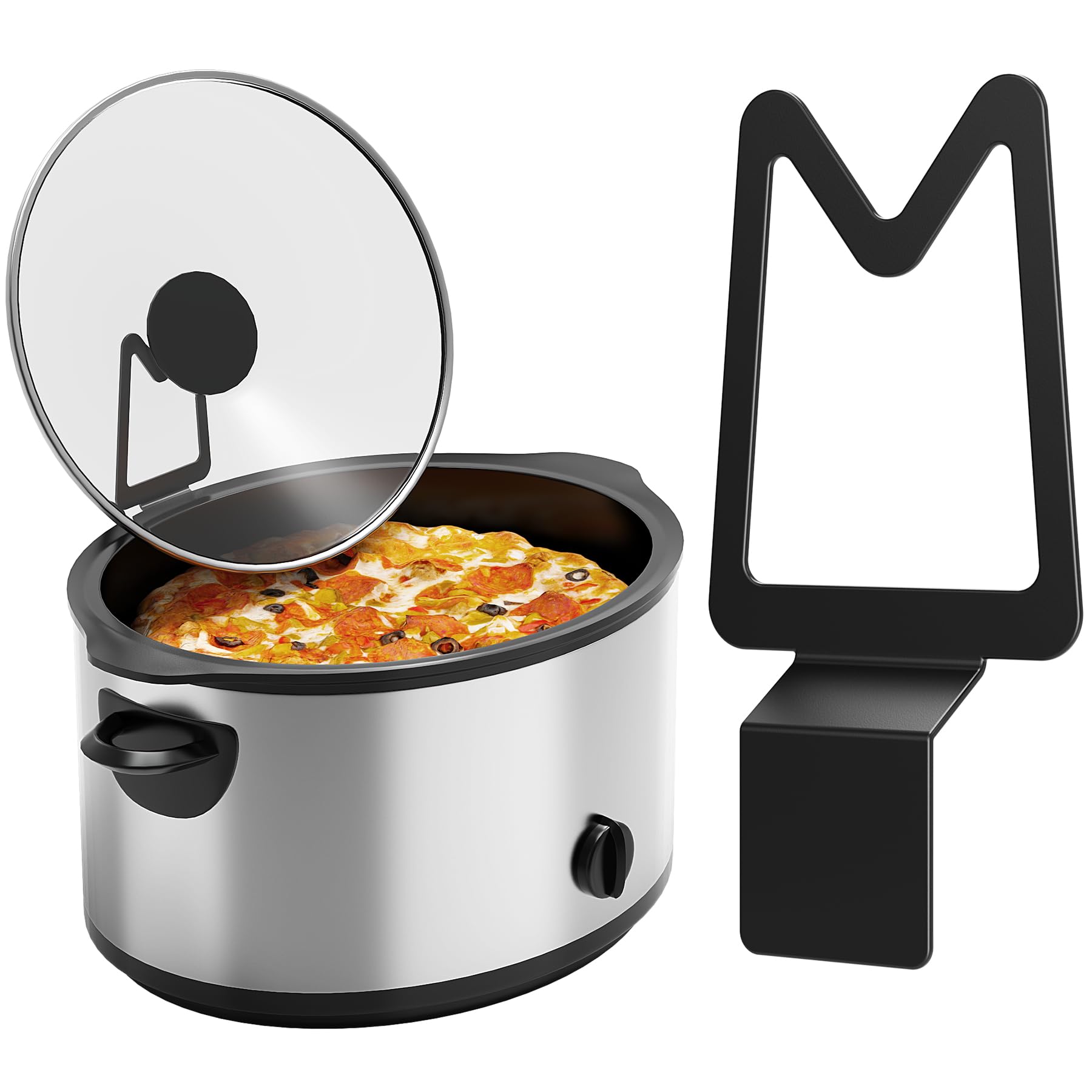NiHome lid holder demonstrates stable fit for various lids, enabling hands-free cooking.