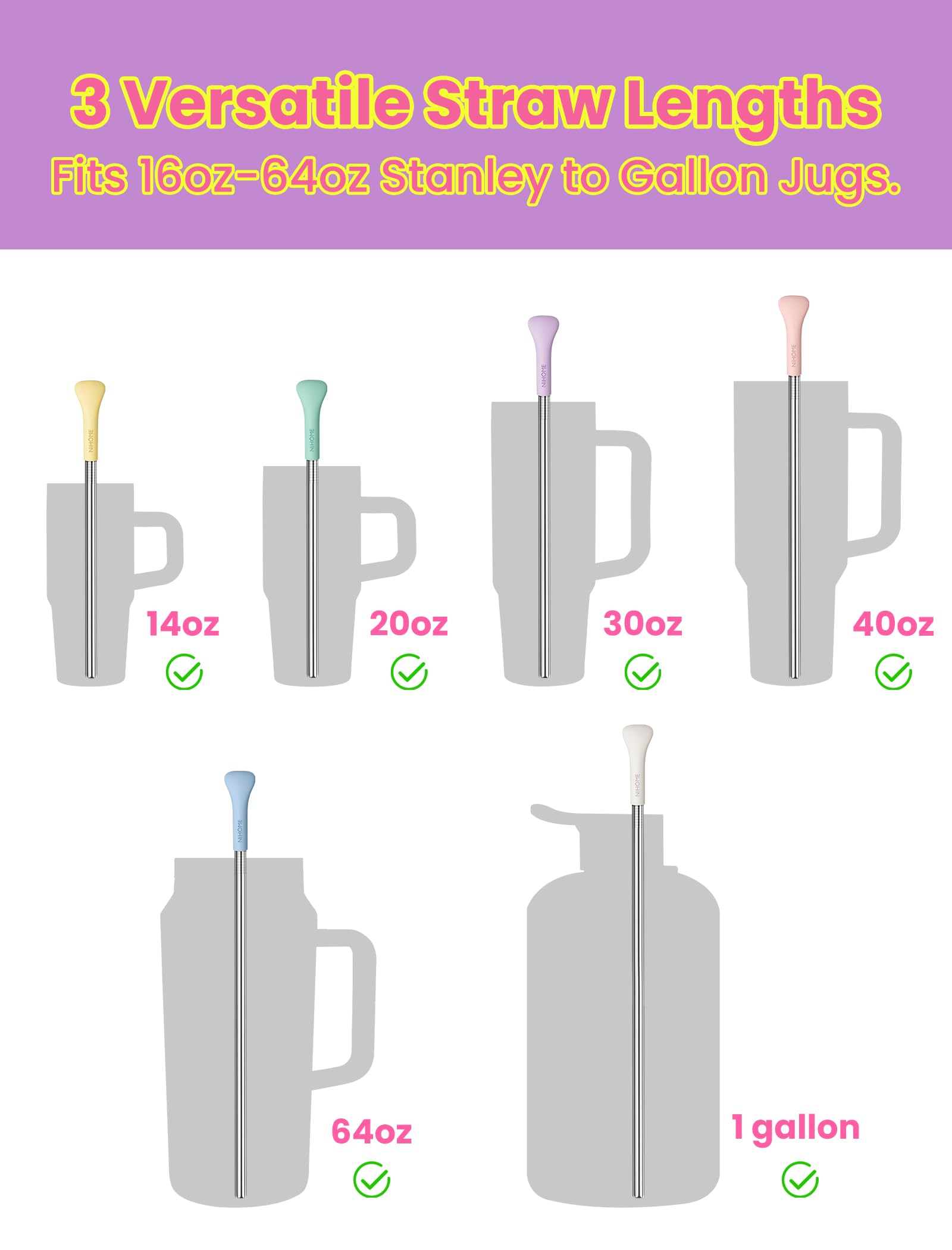 NiHome three-length straw set offers versatility for Stanley tumblers