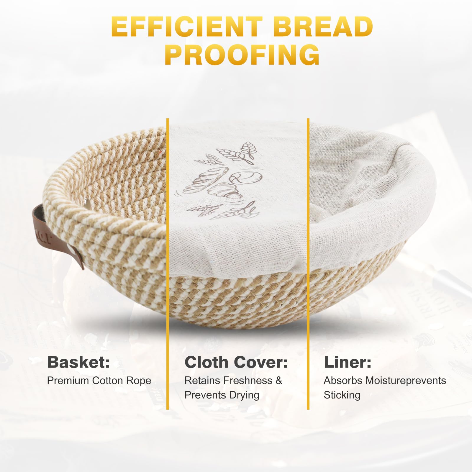 Nikkar oval bread proofing basket with lid and liner balances moisture for overnight proofing.