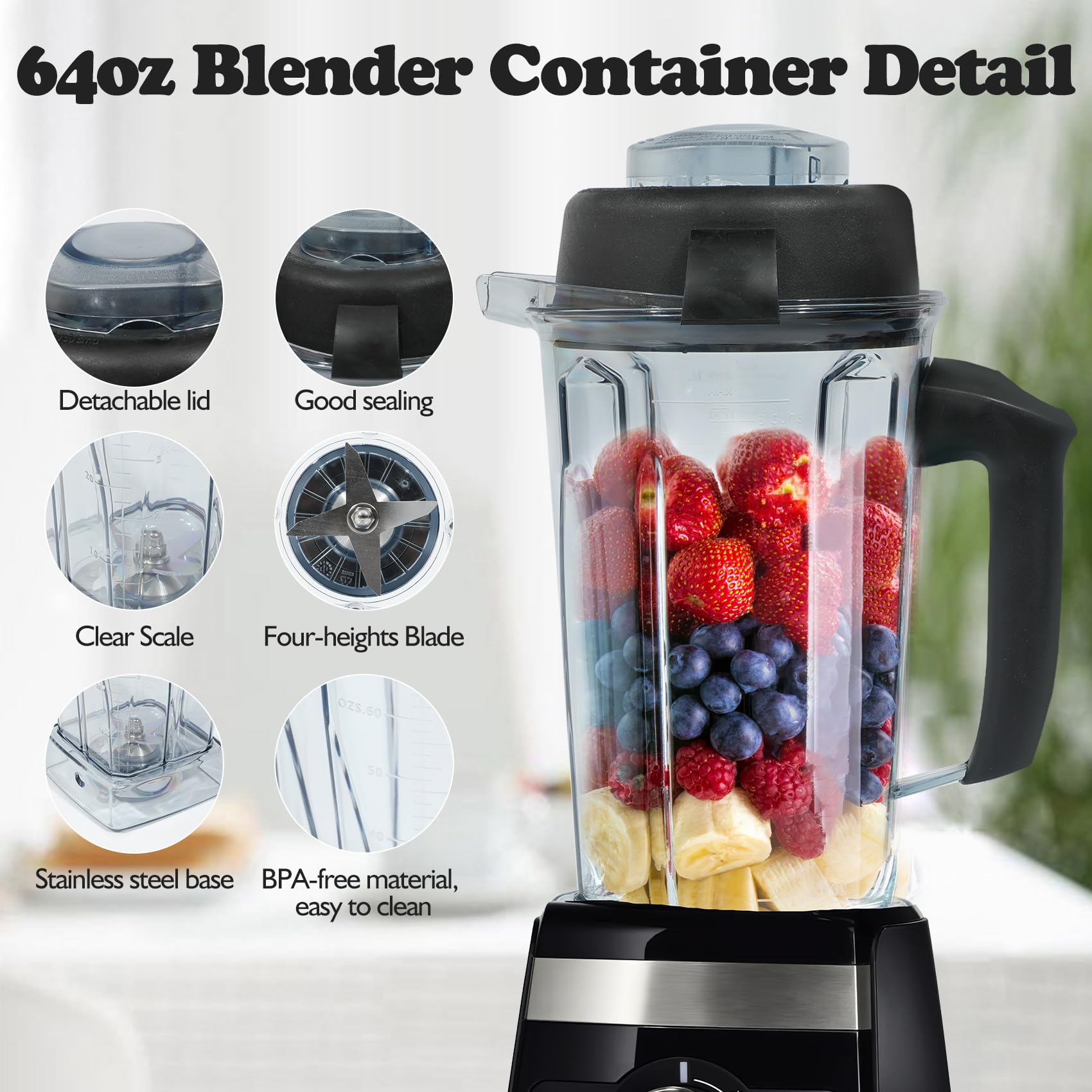 BPA-free Nikkar pitcher supports safe, high-temperature blending.