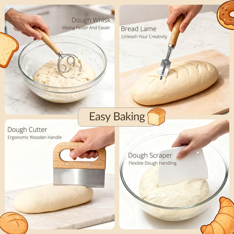 Nikkar dough whisk ensures even hydration during mixing