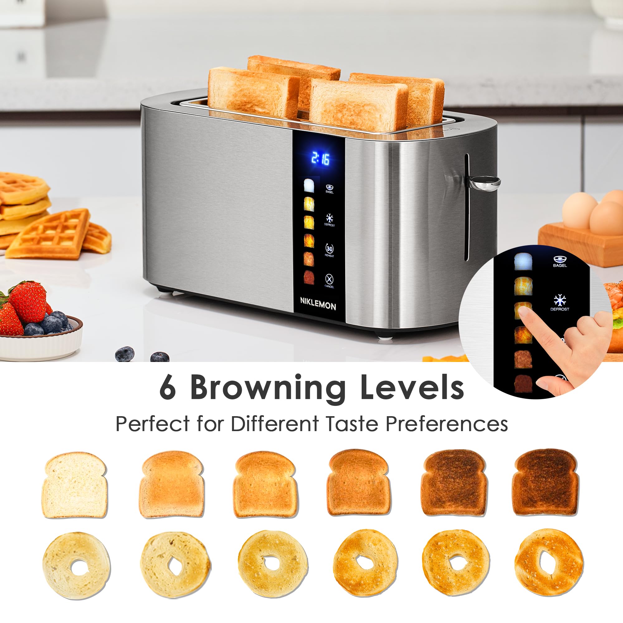NIKLEMON stainless steel body for a sleek, smudge-resistant kitchen look.