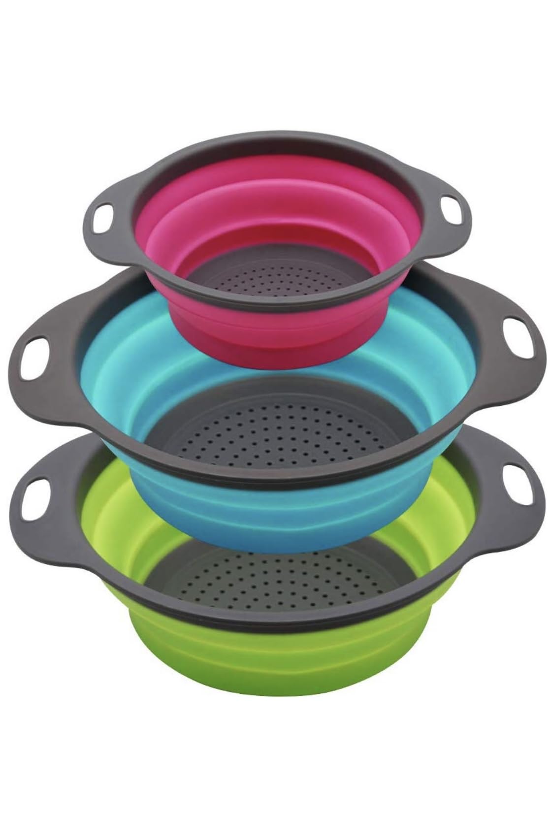 Niklye Ultimate Kitchen Strainers 10in drain: quick pasta draining and compact storage.