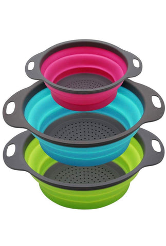 Niklye Ultimate Kitchen Strainers 10in drain: quick pasta draining and compact storage.