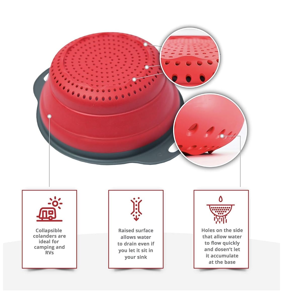 Niklye Ultimate Kitchen Strainers collapsible-flat-fold: saves cabinet space during storage.