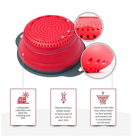 Niklye Ultimate Kitchen Strainers collapsible-flat-fold: saves cabinet space during storage.