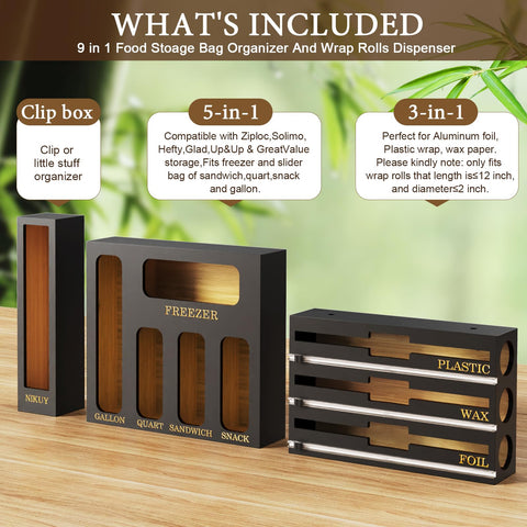 NIKUY bamboo wrap dispenser slider cutter provides clean, quick cuts.