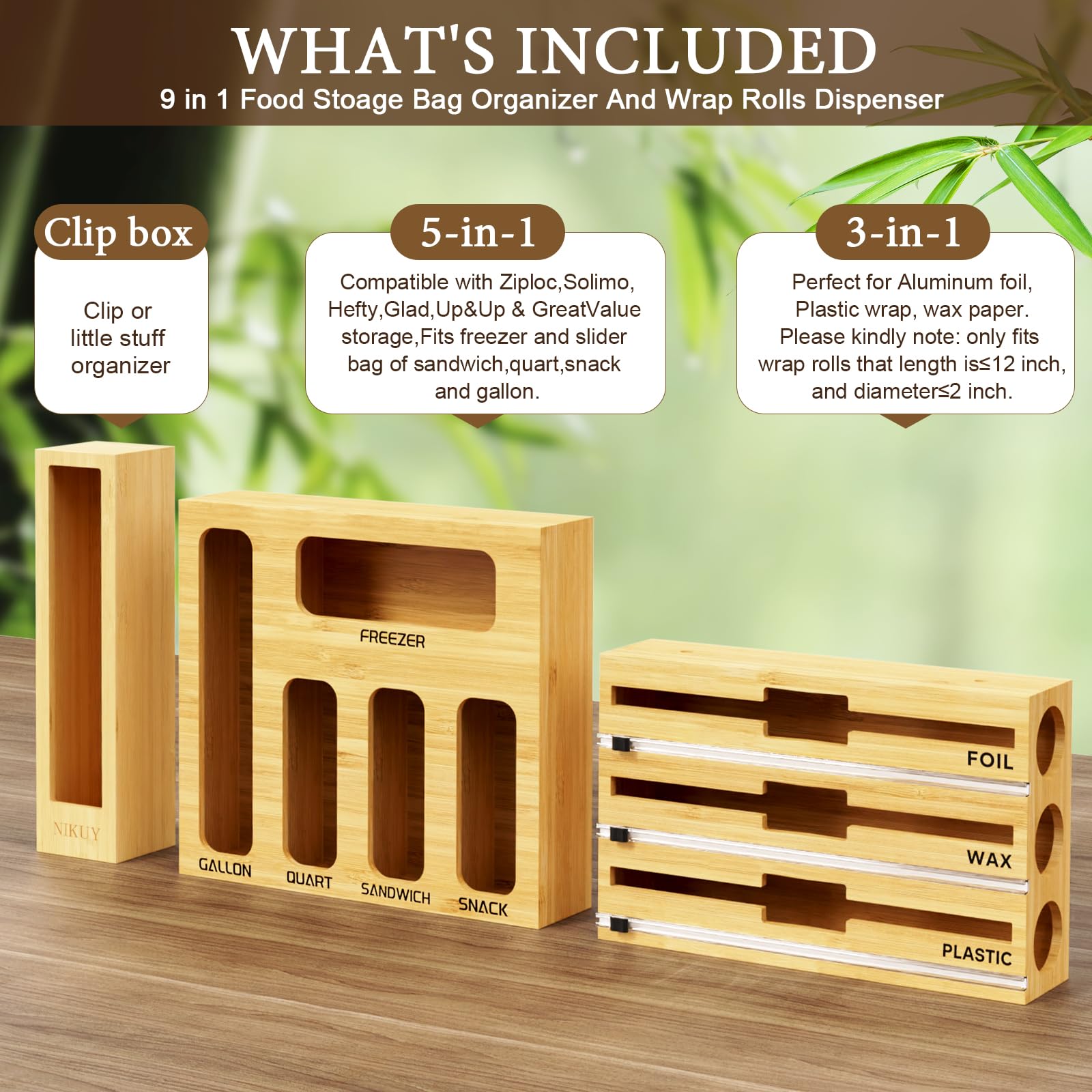 NIKUY natural bamboo finish adds warmth to kitchen storage.