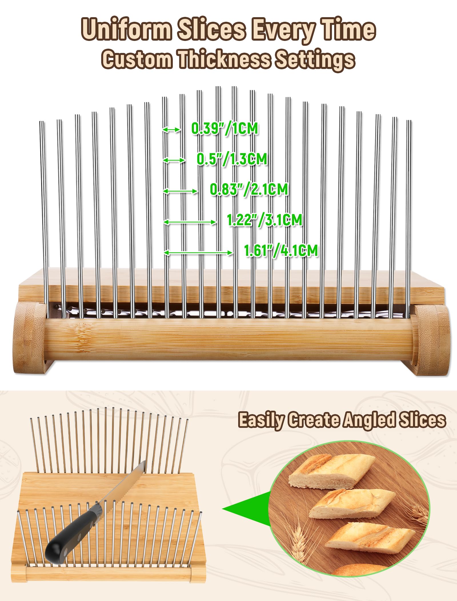 NiHome Bamboo Bread Slicer durable bamboo construction and eco-friendly design