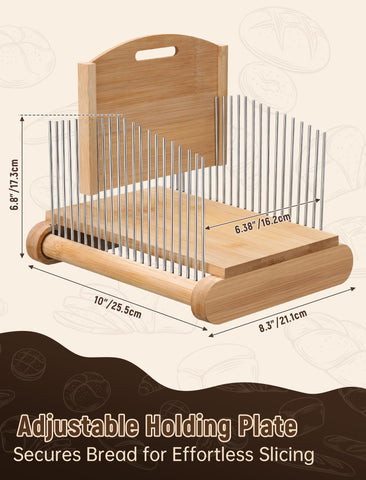 NiHome Bamboo Bread Slicer 304 grade stainless screws for added rigidity