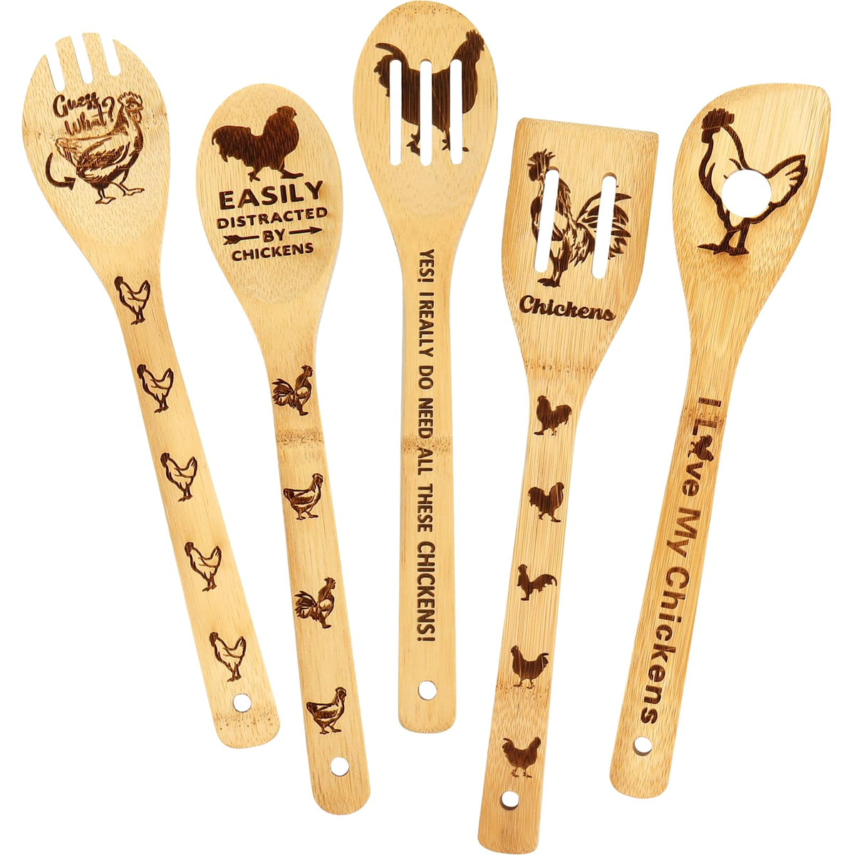 Ninivi rooster wooden spoon set for farmhouse cooking and decor