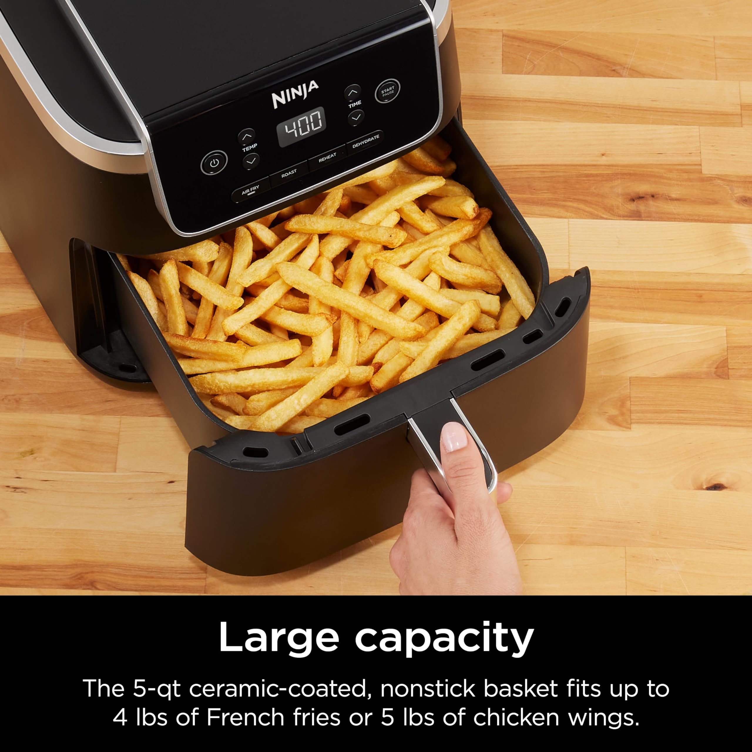 Ninja Air Fryer Pro crisper plate in place for even cooking.