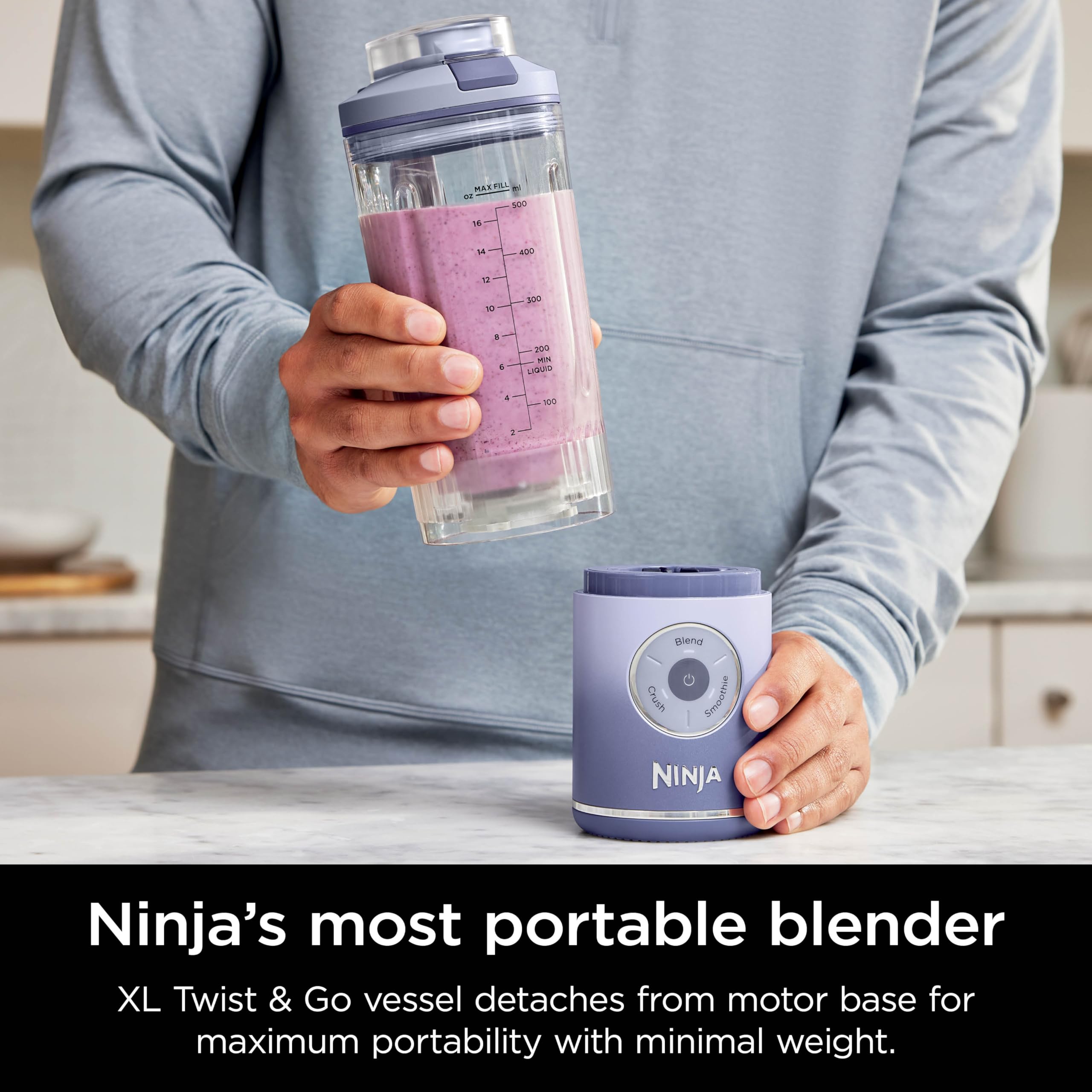 Ninja Blast Max ice crushing power blends frozen fruit with ease.