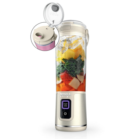 Ninja Blast portable blender base demonstrates compact cordless design for on the go blending.