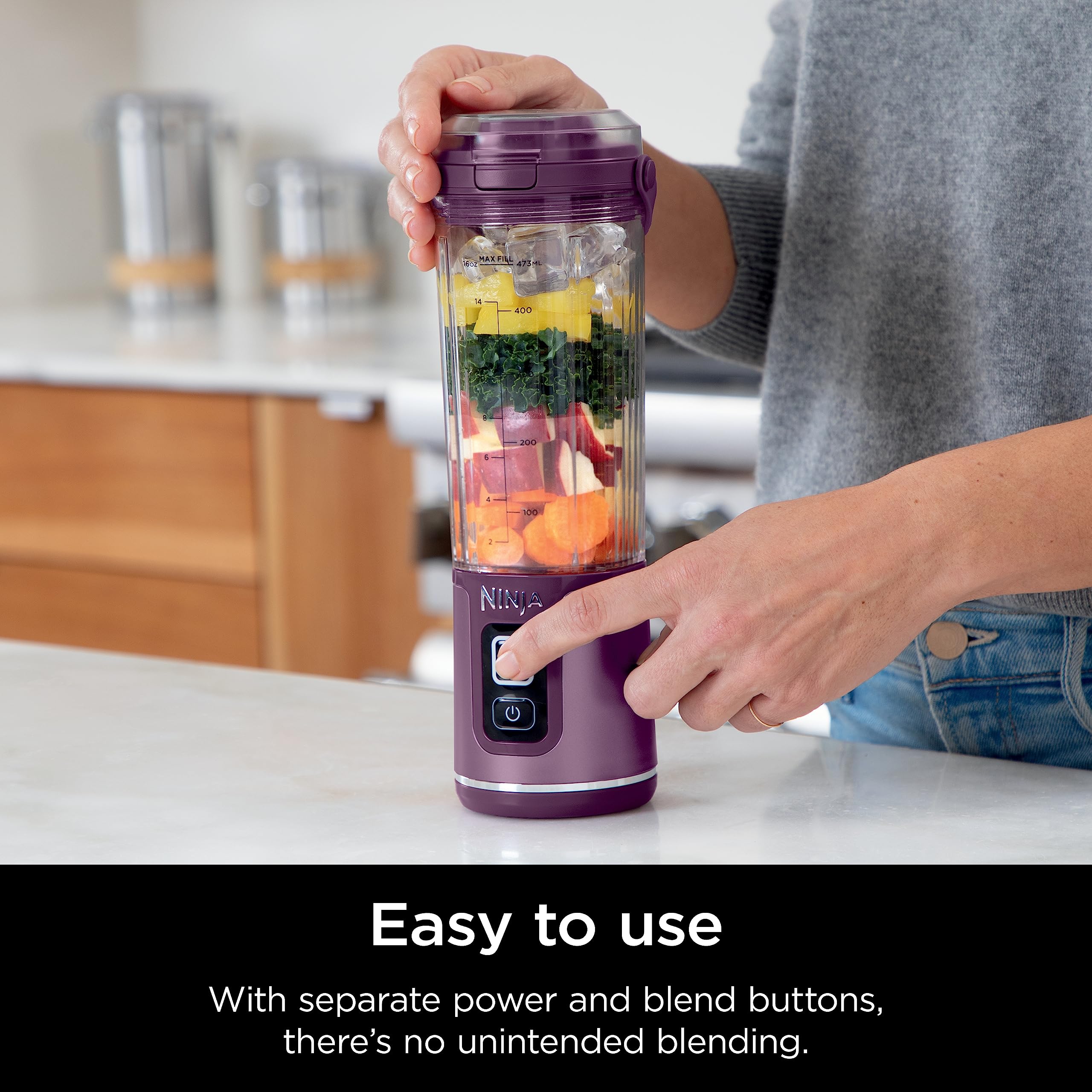 Ninja Blast sip lid showing easy-open design