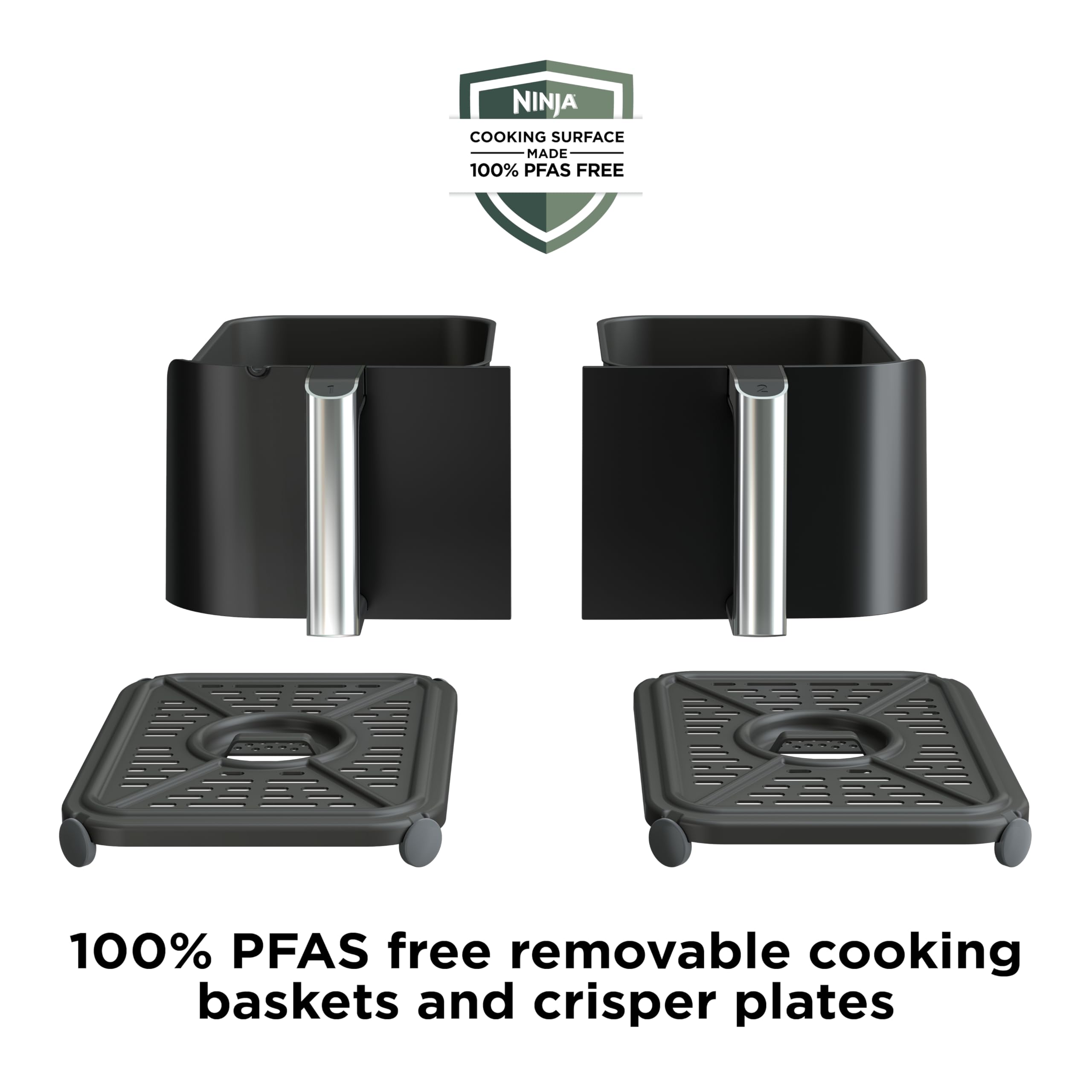 Ninja DZ550 nonstick crisper plates simplify cleanup.