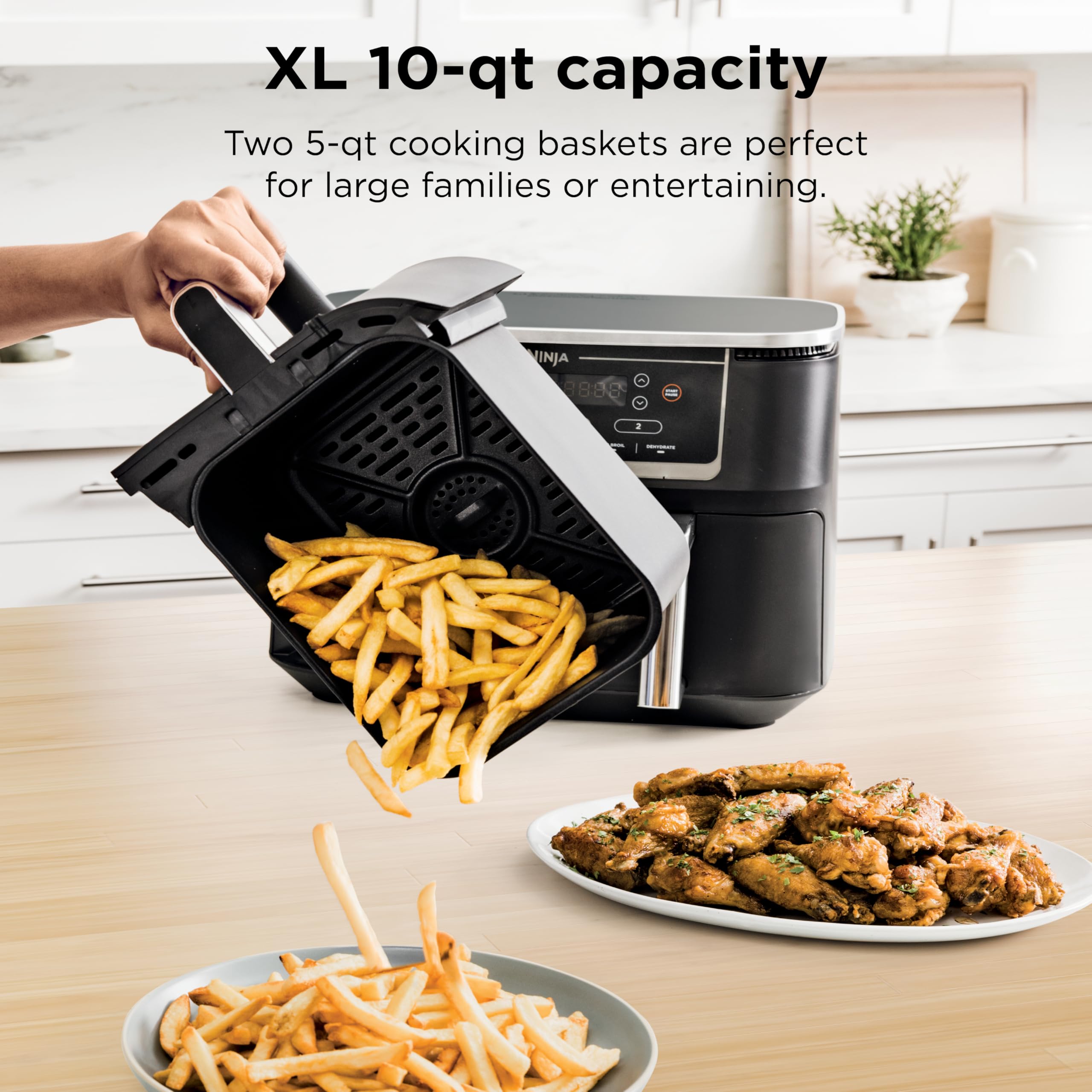 Ninja DZ550 IQ Boost distributes power for faster cooking.