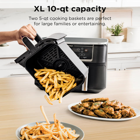 Ninja DZ550 IQ Boost distributes power for faster cooking.