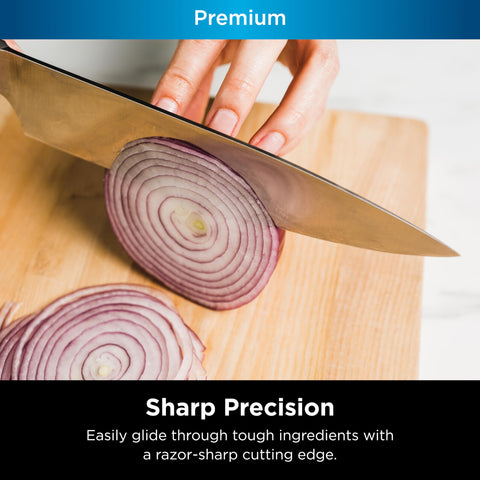 Ninja Foodi NeverDull 8-inch bread knife cutting through crust with ease