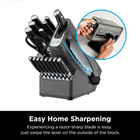 Ninja Foodi NeverDull 8-inch slicing knife delivering clean, even cuts