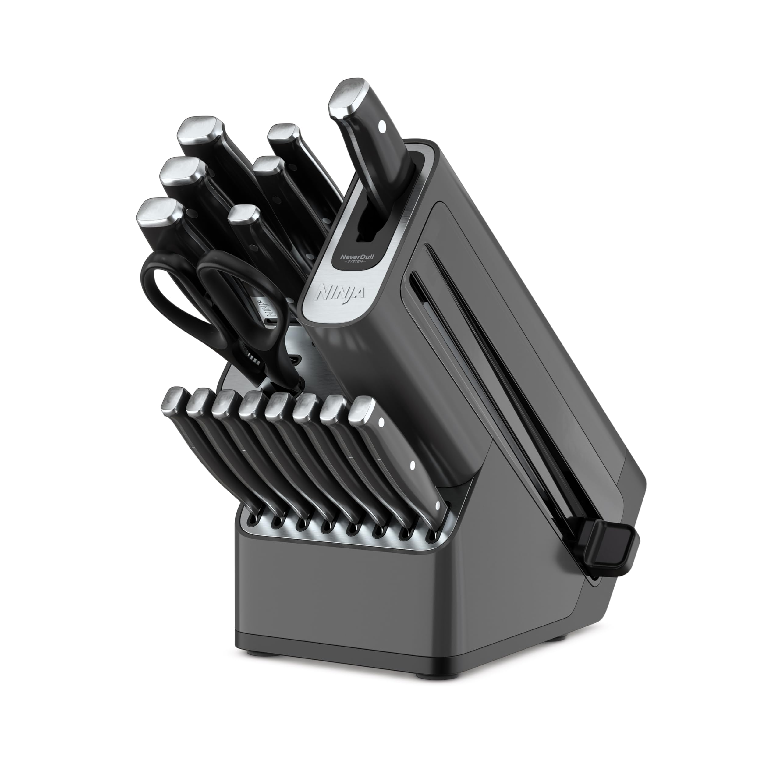 Ninja Foodi NeverDull knife block with built-in sharpener keeps blades ready