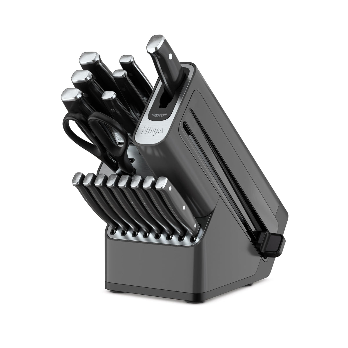 Ninja Foodi NeverDull knife block with built-in sharpener keeps blades ready