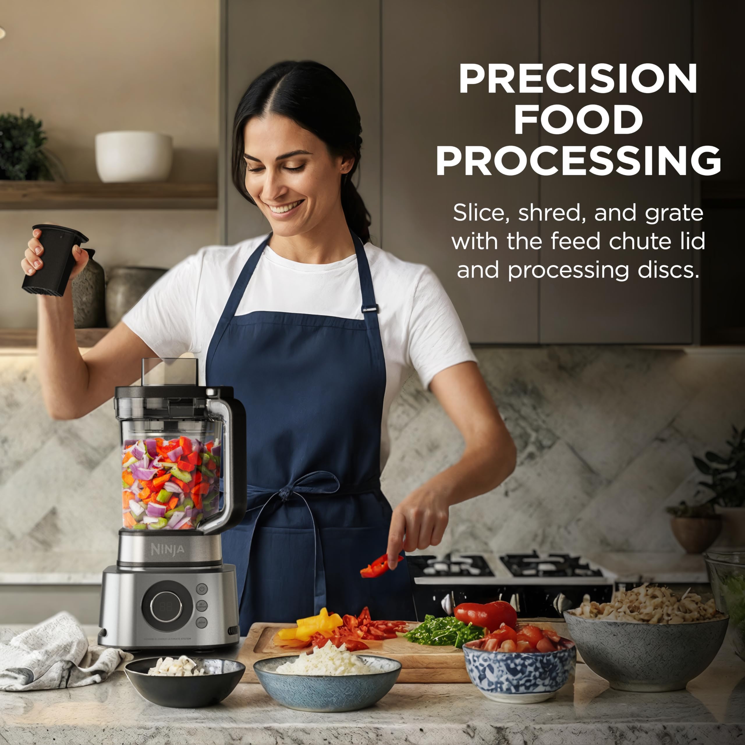 Ninja Foodi Power Blender feed chute lid allows precise ingredient processing