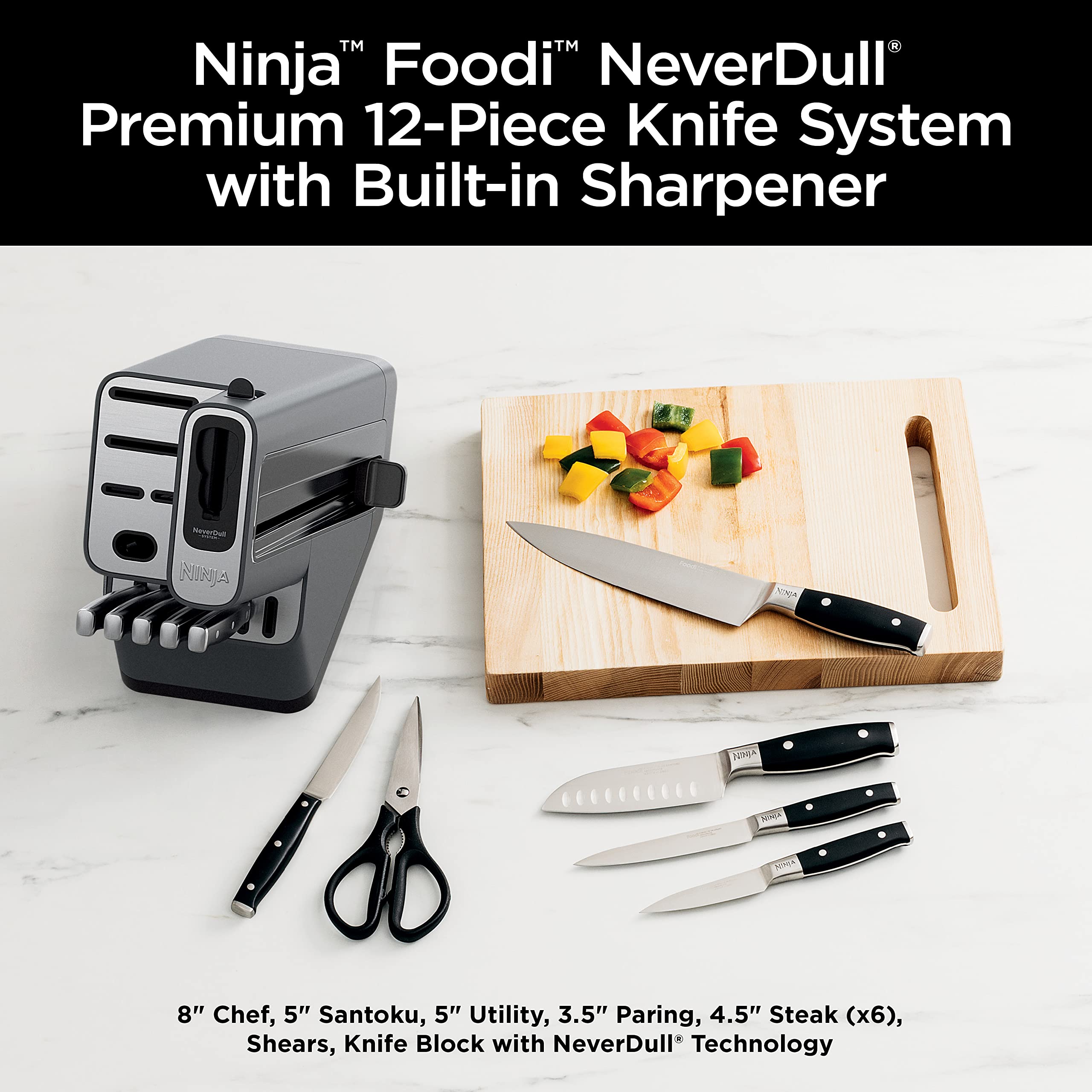 Ninja K32012 Santoku knife 5-inch ideal for dicing and mincing.