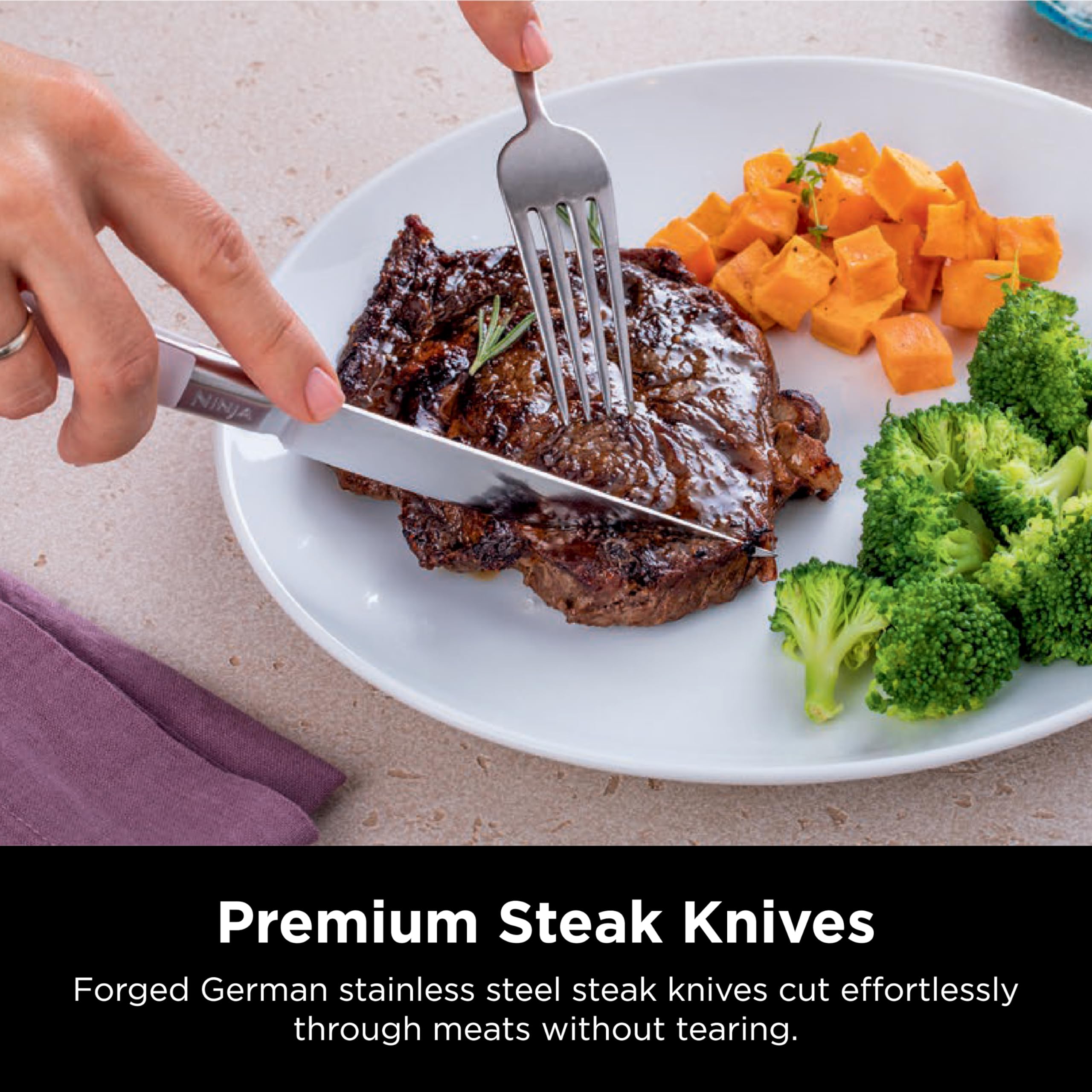Ninja K52015 full-tang handle delivers balanced, professional feel.