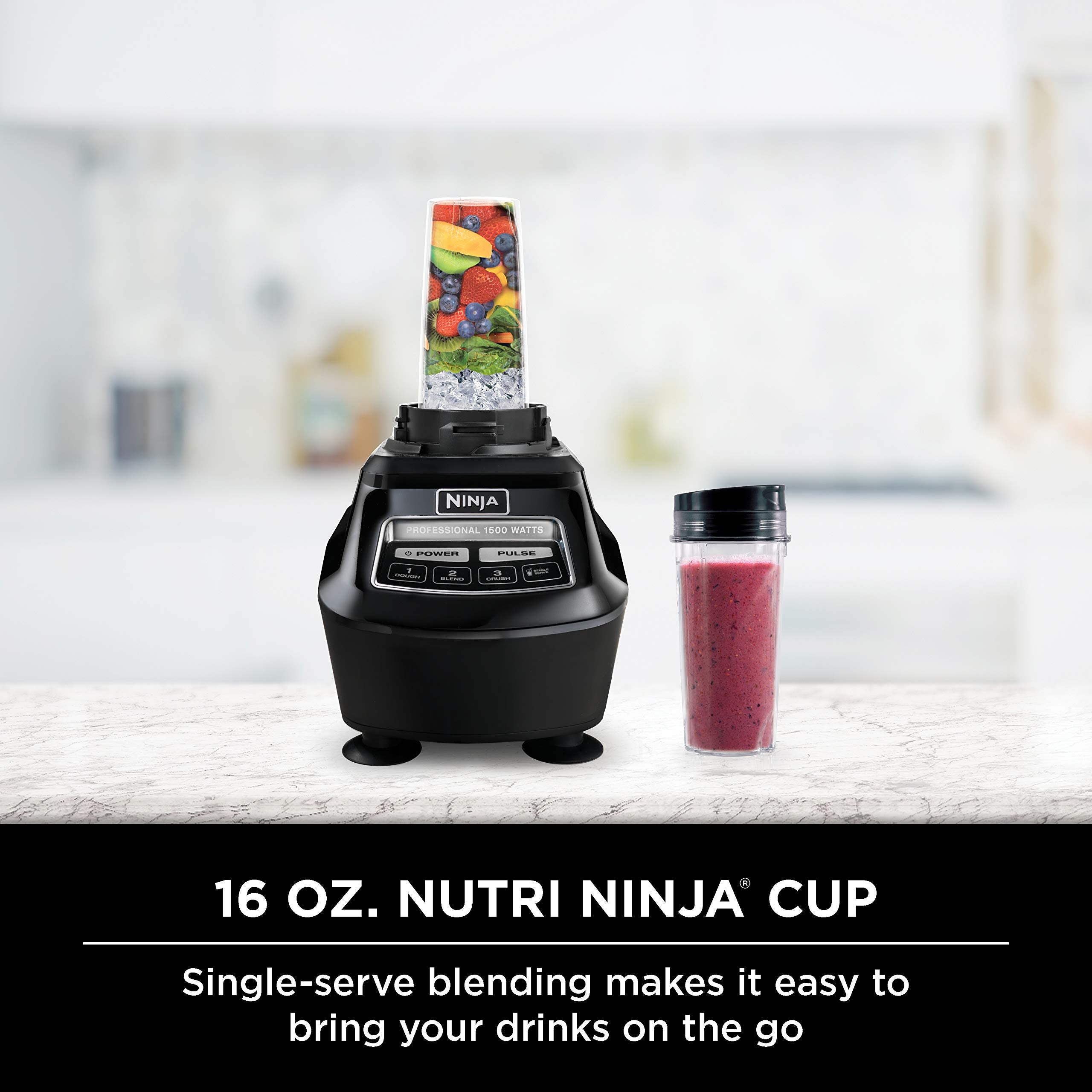 Ninja Mega Kitchen System to-go lids secure beverages during travel.