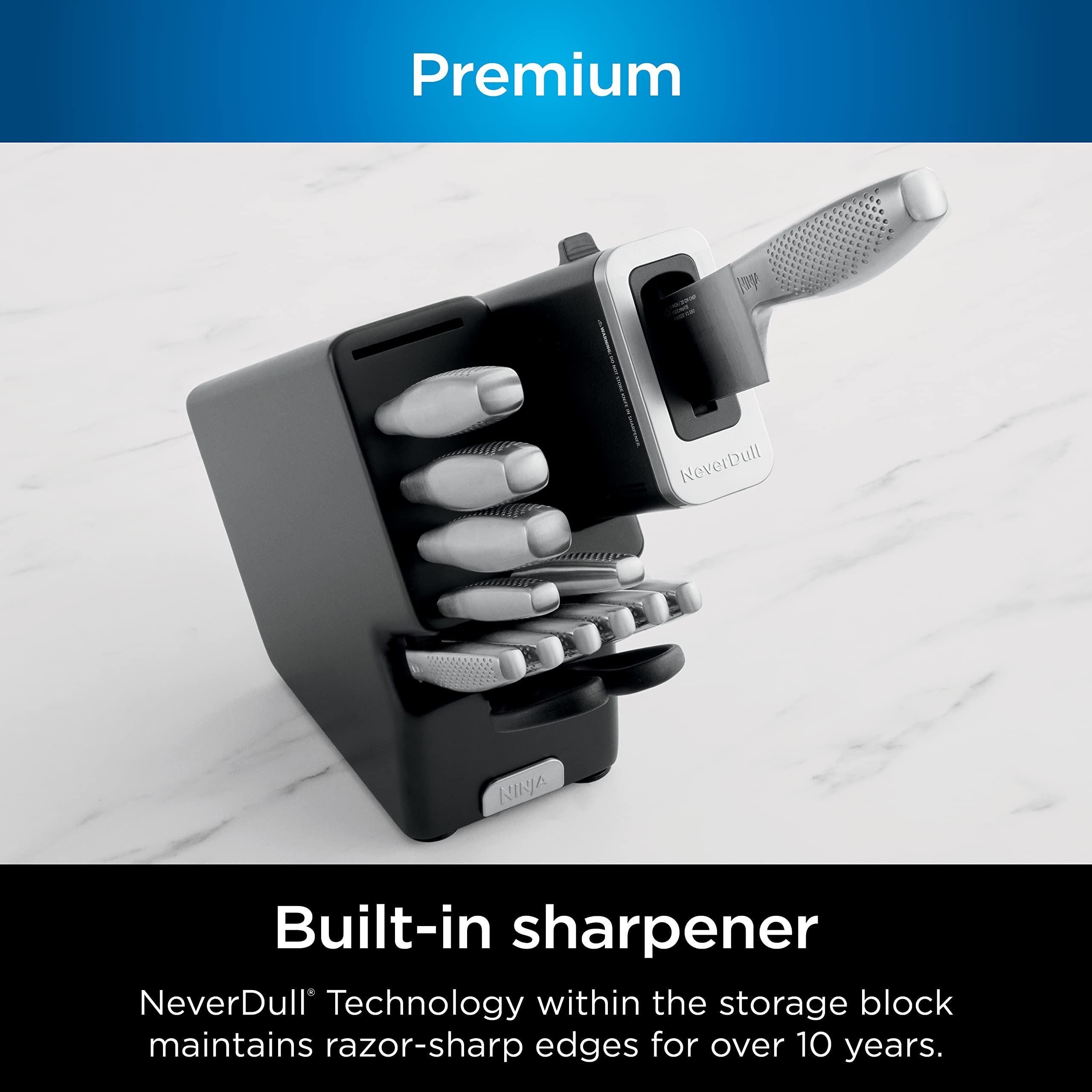 Ninja NeverDull 7-inch santoku knife offering precision and versatility for vegetables.